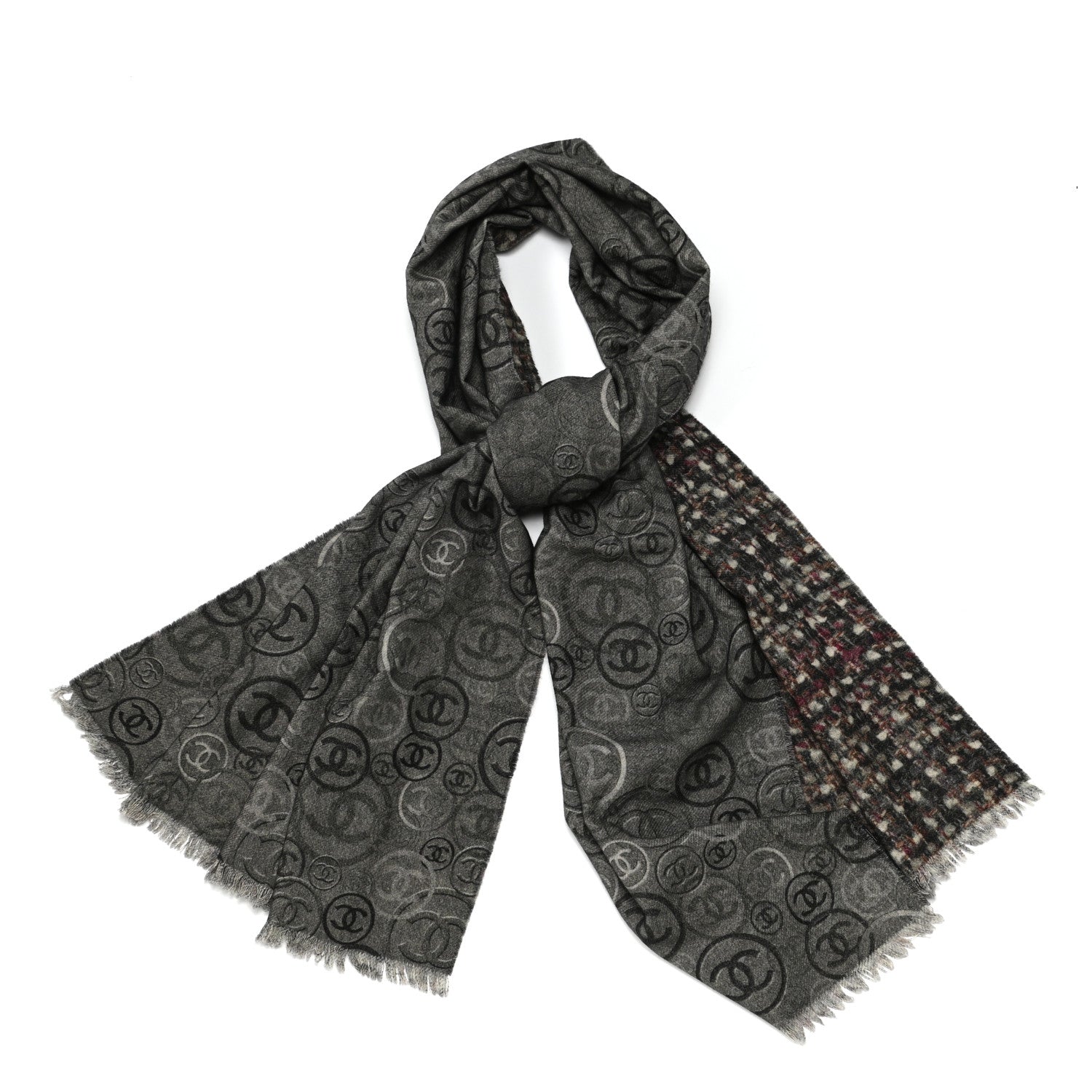 Chanel Cashmere CC Scarf Grey Multicolor 1 of 3