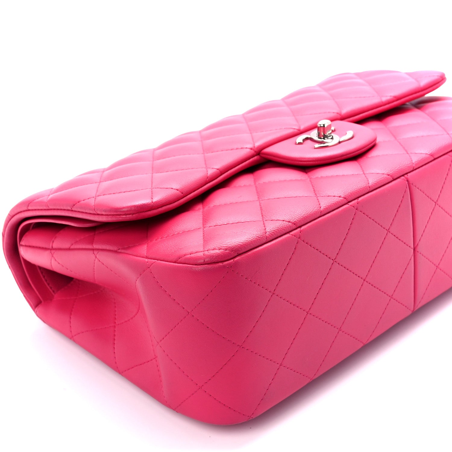 Chanel Lambskin Quilted Jumbo Double Flap Dark Pink 10 of 15