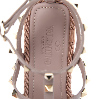 Valentino Garavani Calfskin Rockstud Ankle Strap Torchon Espadrille Caged 25/95mm Wedge Sandals 38 Poudre 8 of 10