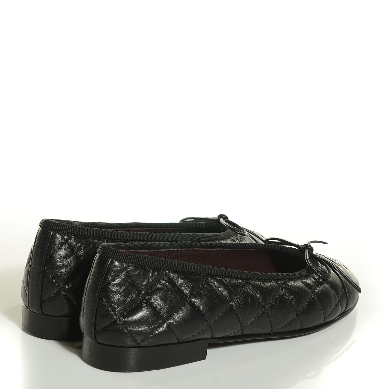 Chanel Aged Calfskin Quilted Cap Toe Ballerina Flats 34 Black 7 of 14