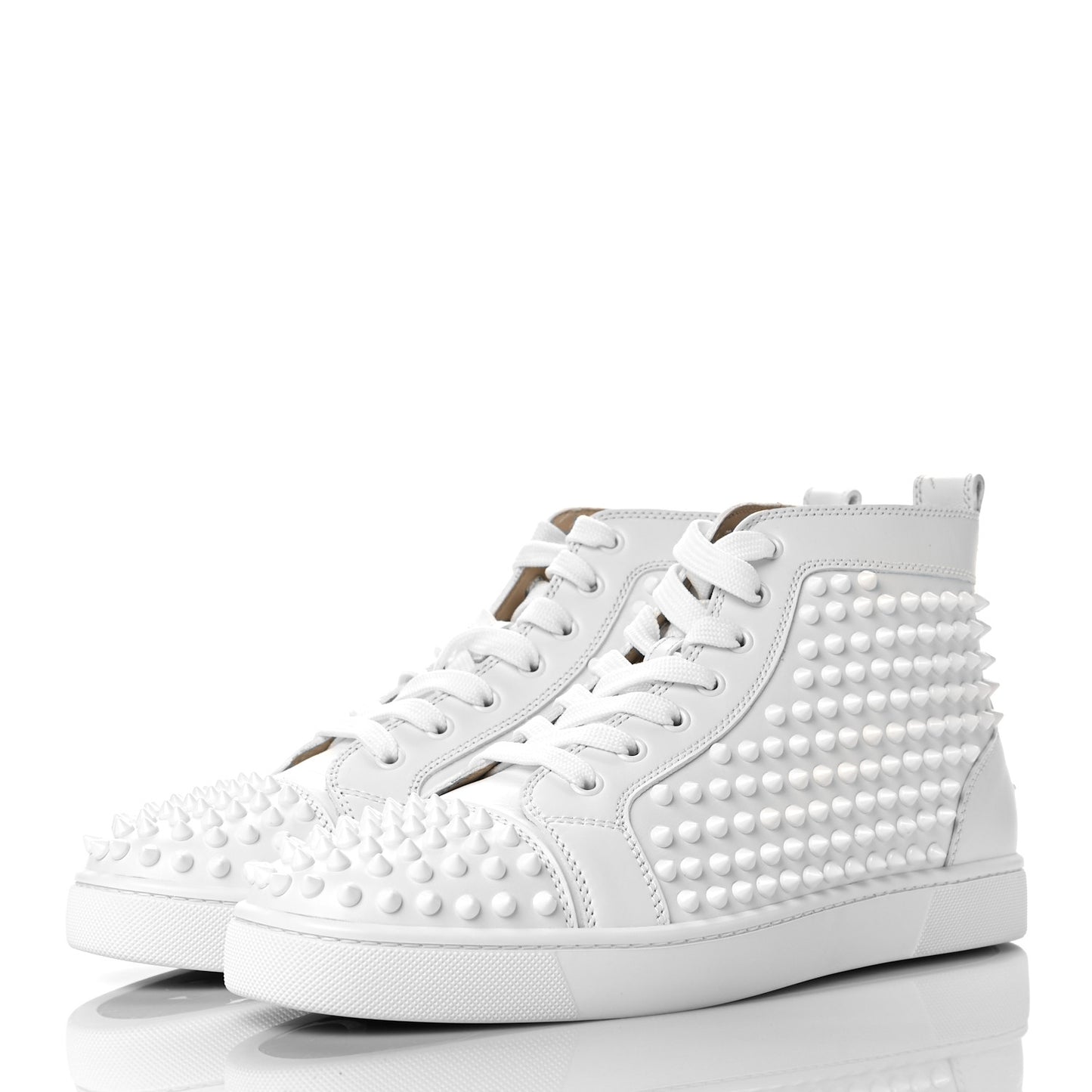 Calfskin Mens Louis Spikes Flat Sneakers 42 White