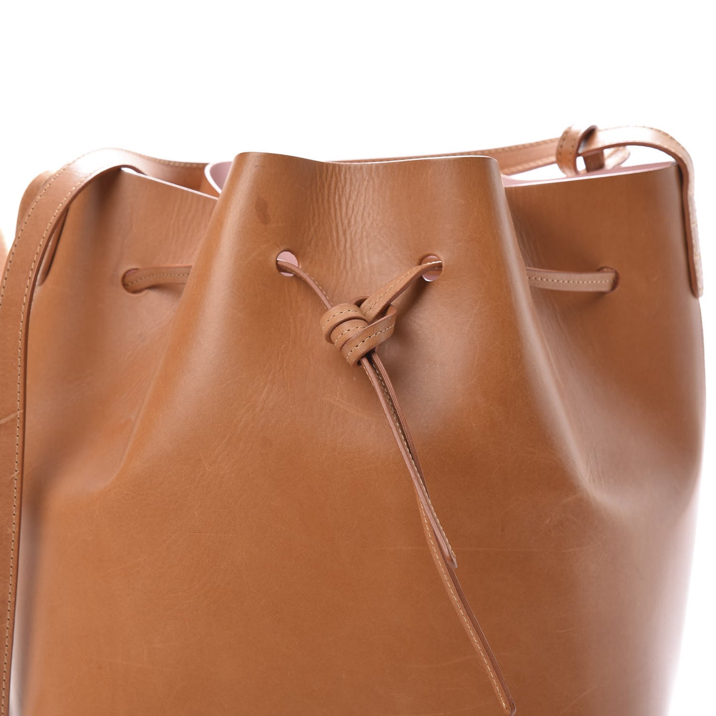 Vegetable Tanned Calfskin Bucket Bag Cammello Rosa