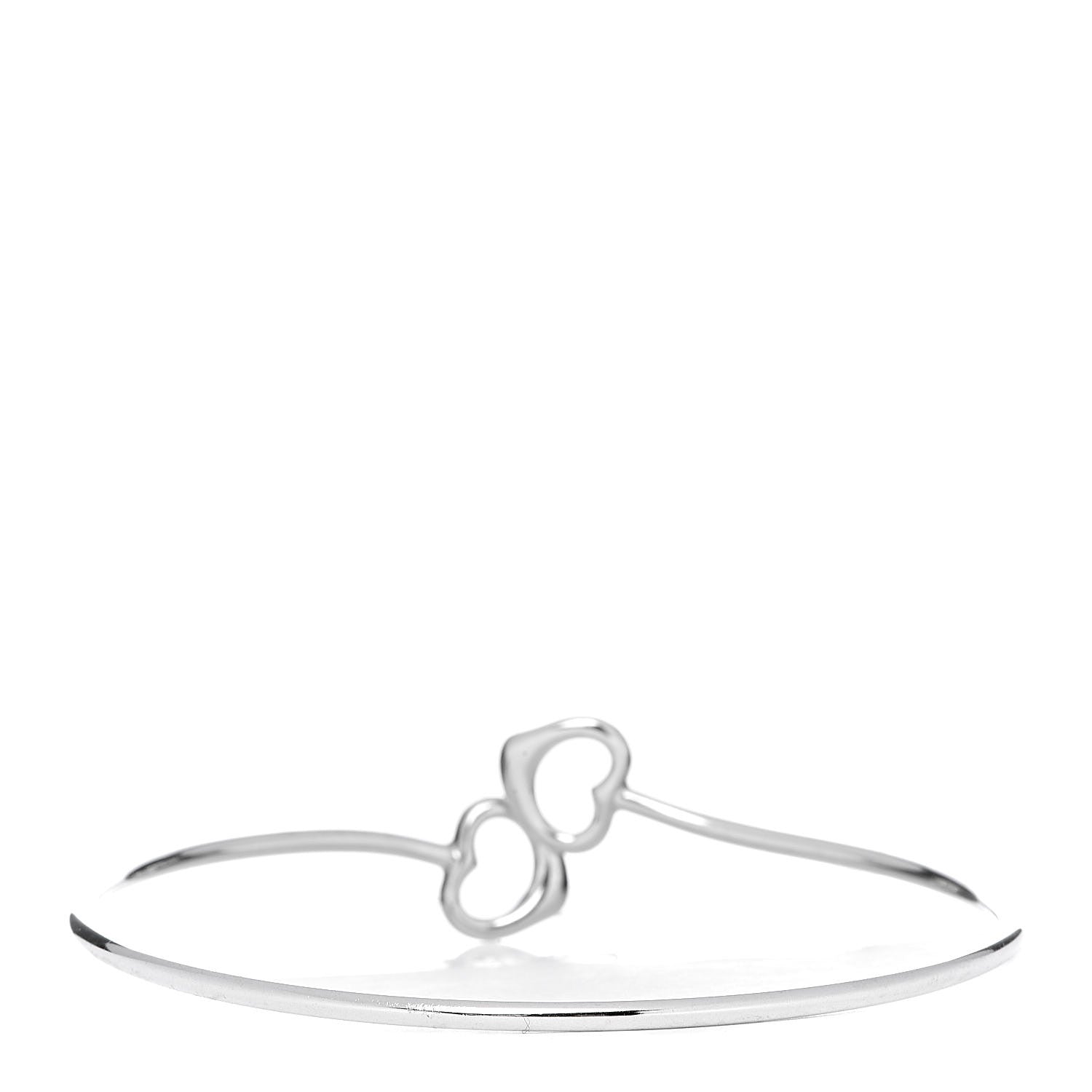 Tiffany Sterling Silver Elsa Peretti Double Open Heart Bangle Bracelet 3 of 4