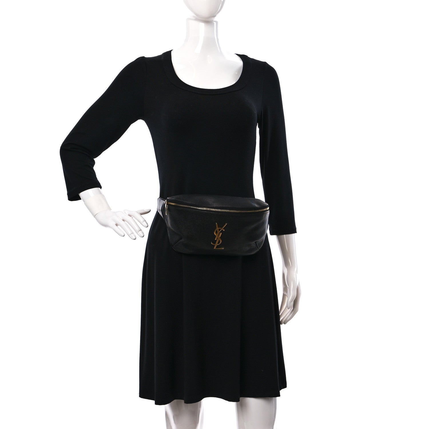 Saint Laurent Grain De Poudre Monogram Belt Bag Black 2 of 9