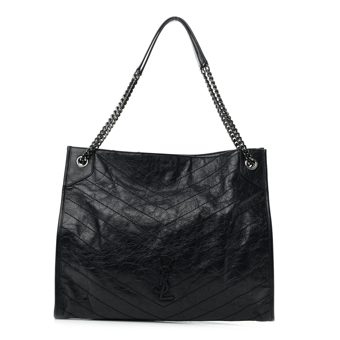 Crinkled Calfskin Matelasse Monogram Niki Shoulder Bag Deep Marine