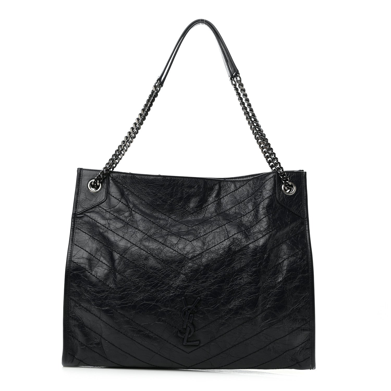 Saint Laurent Crinkled Calfskin Matelasse Monogram Niki Shoulder Bag Deep Marine 1 of 13