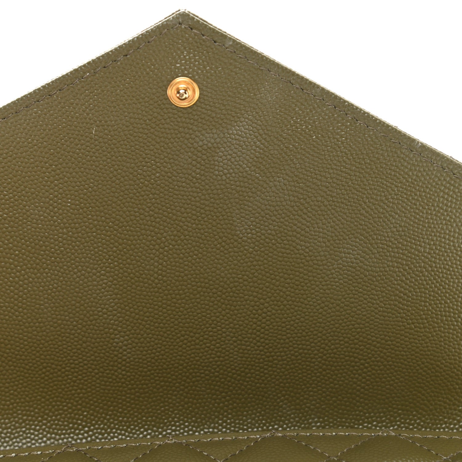 Saint Laurent Grain De Poudre Textured Mixed Matelasse Triquilt Monogram Clutch Vert Kaki 8 of 9