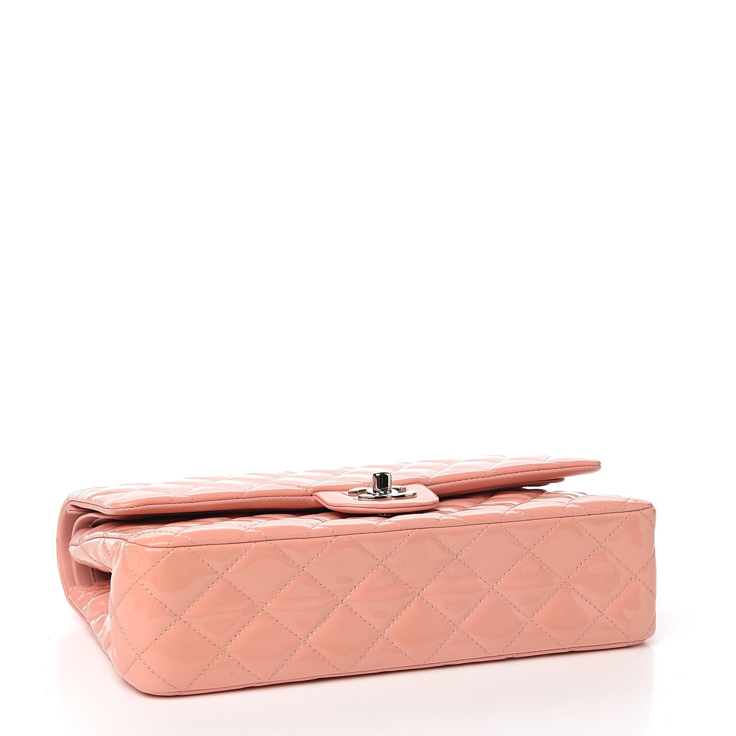 Patent Quilted Medium Double Flap Light Pink