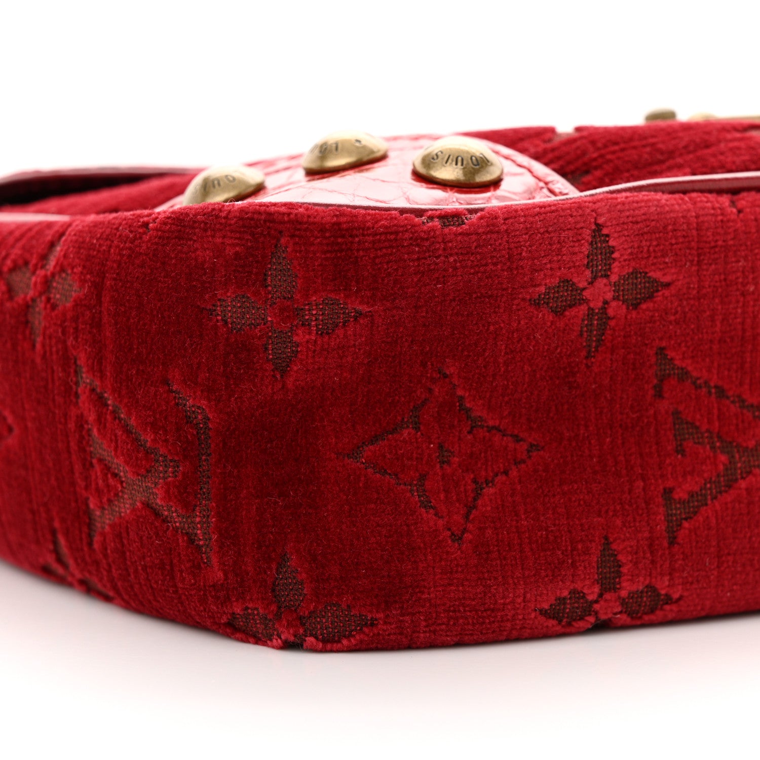 Louis Vuitton Monogram Velours Alligator Irvine Red 8 of 9