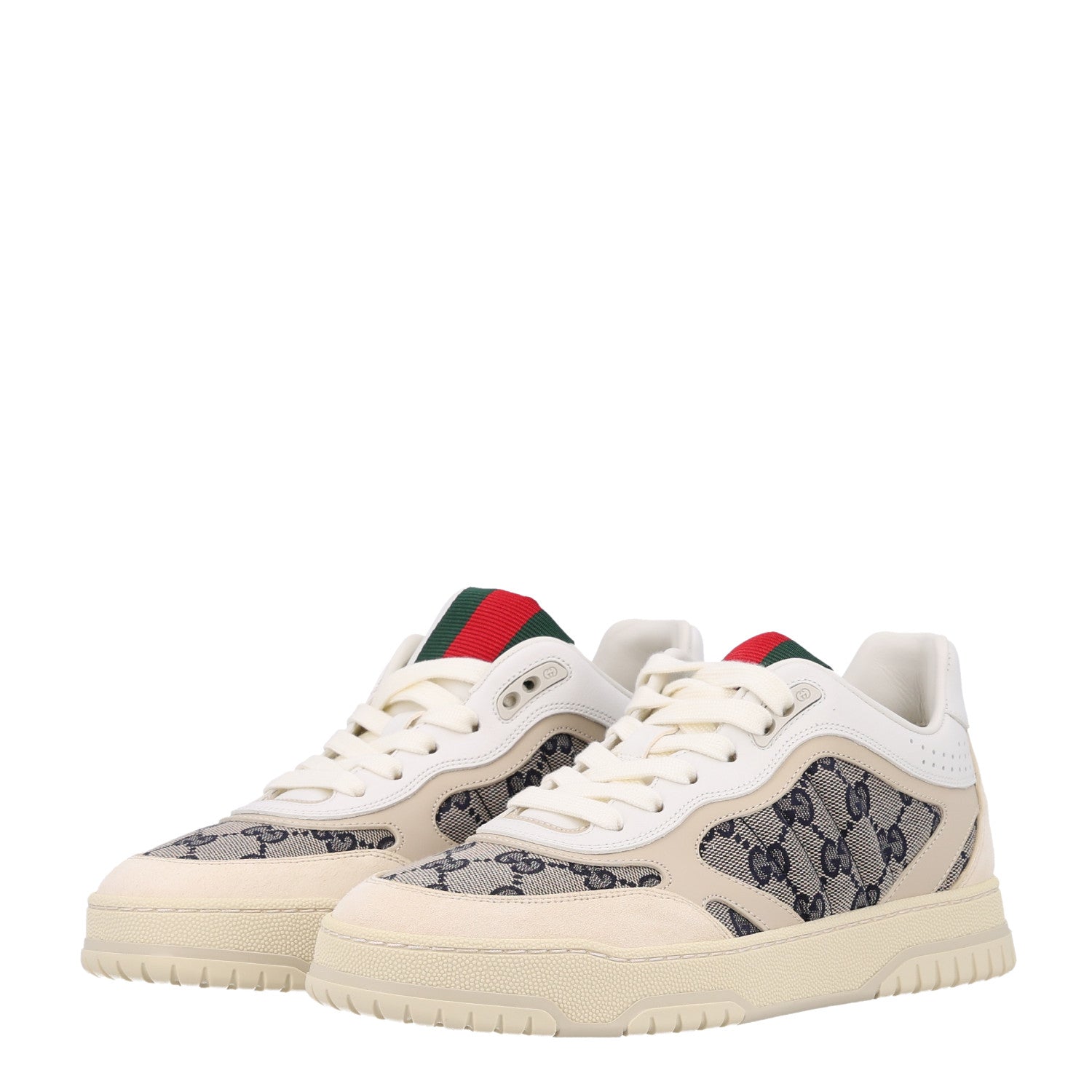 Gucci Calfskin Suede GG Monogram Re-Web Womens Sneakers 38.5 White Beige Ebony 4 of 10