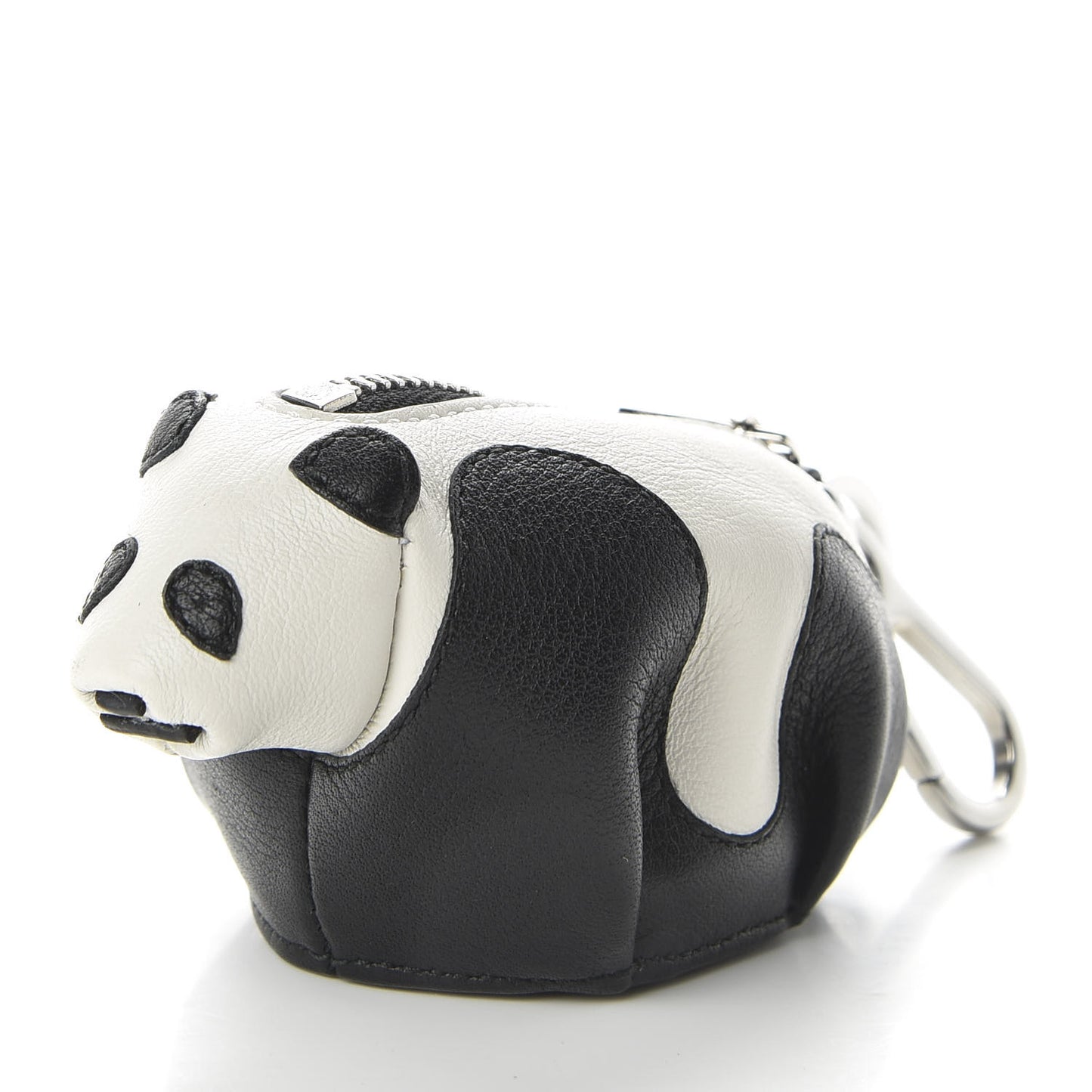 Calfskin Panda Coin Pouch Bag Charm Key Holder Black White