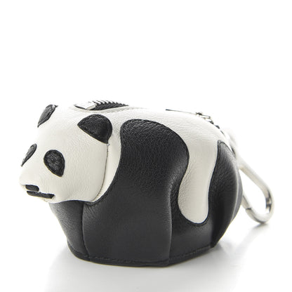 Loewe Calfskin Panda Coin Pouch Bag Charm Key Holder Black White 3 of 8