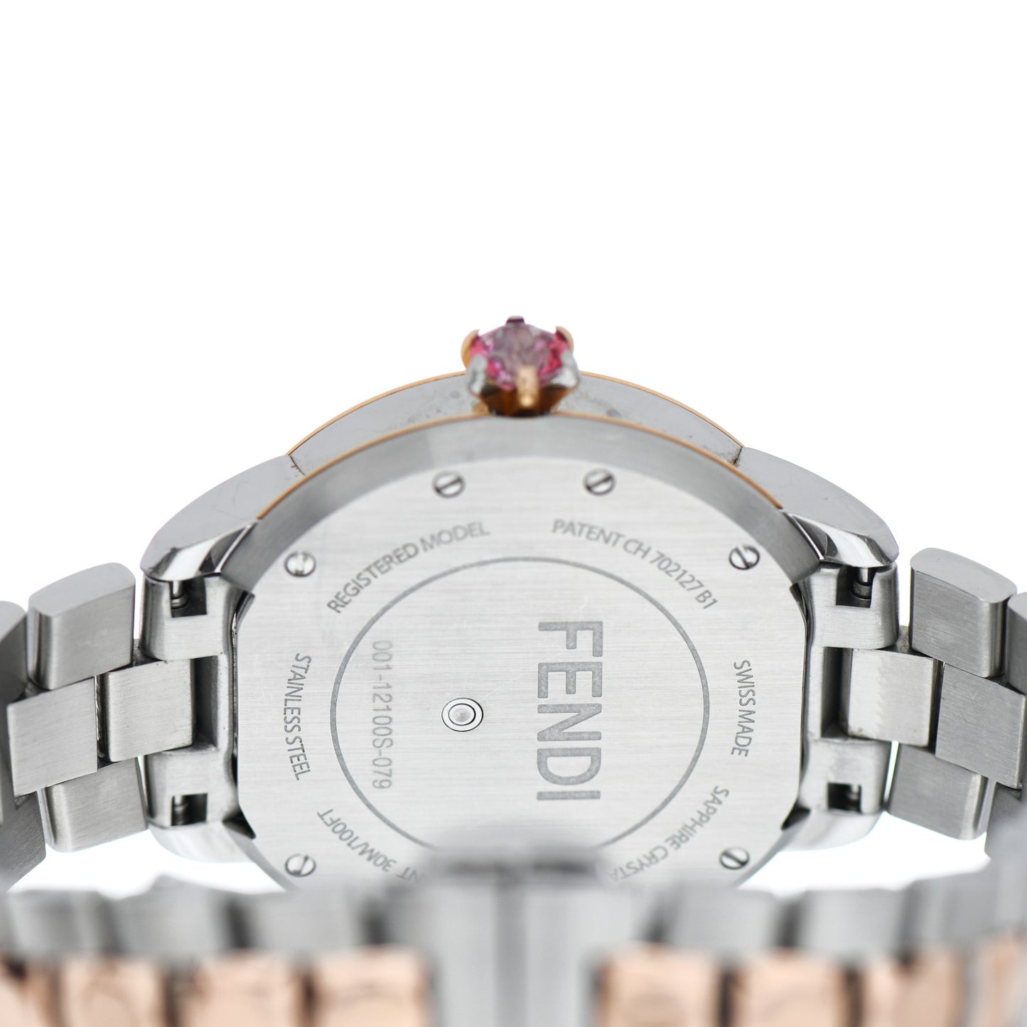 Stainless Steel Mother of Pearl Topaz Spinel 33mm Ishine Rotating Gem Two Tone Quartz Watch