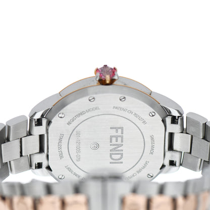 Fendi Stainless Steel Mother of Pearl Topaz Spinel 33mm Ishine Rotating Gem Two Tone Quartz Watch 4 of 4
