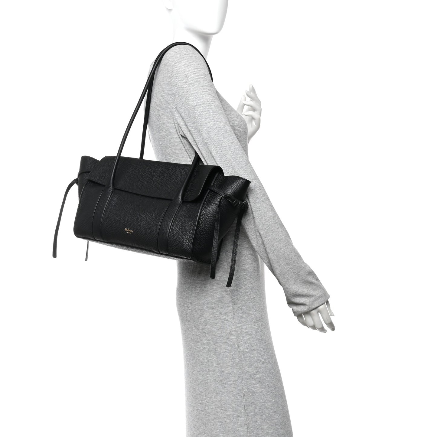 Heavy Grain Small Soft Bayswater Satchel Black