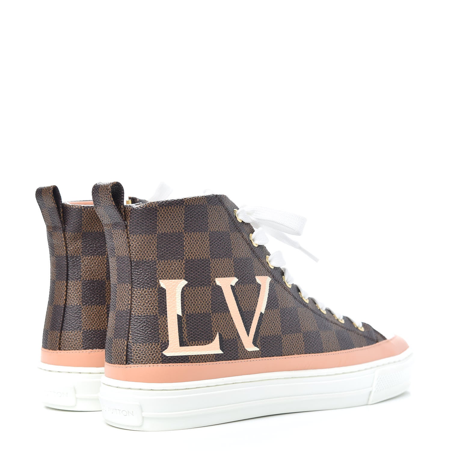 Louis Vuitton Damier Ebene Stellar High Top Sneakers 38 Venus Pink 4 of 9