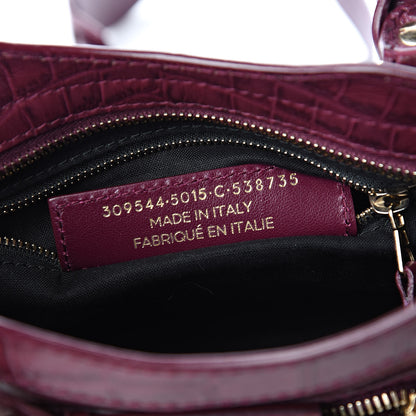 Balenciaga Calfskin Crocodile Embossed Giant 12 Gold Hardware Mini City Violet Prune 7 of 10