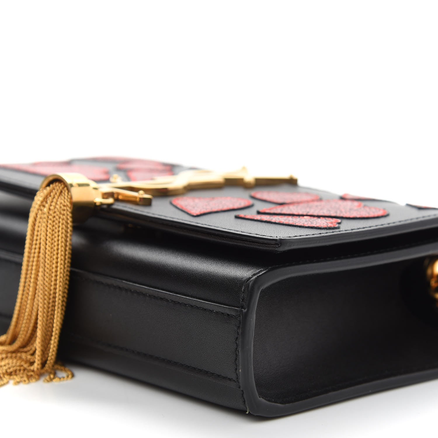 Saint Laurent Calfskin Small Monogram Kate Tassel Heart Satchel Black Rouge 8 of 8