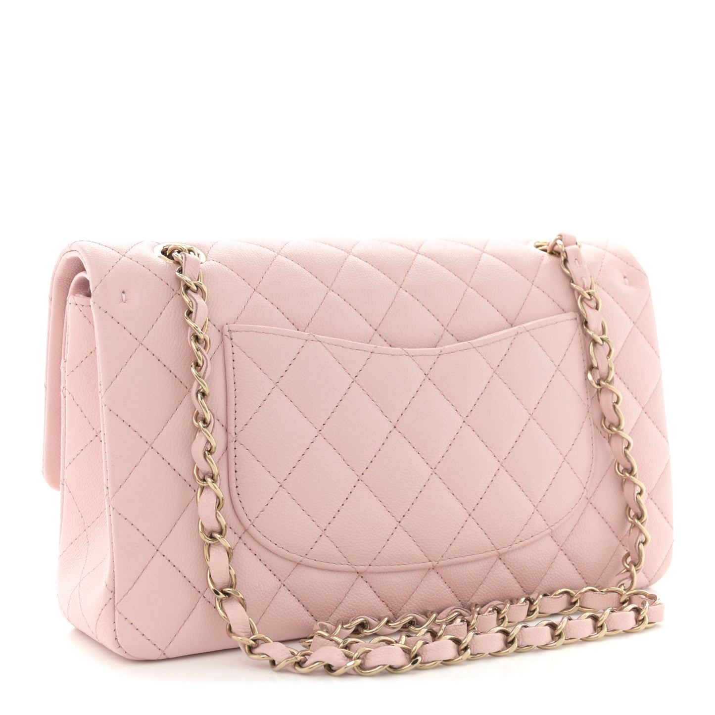 Caviar Quilted Medium Double Flap Light Pink