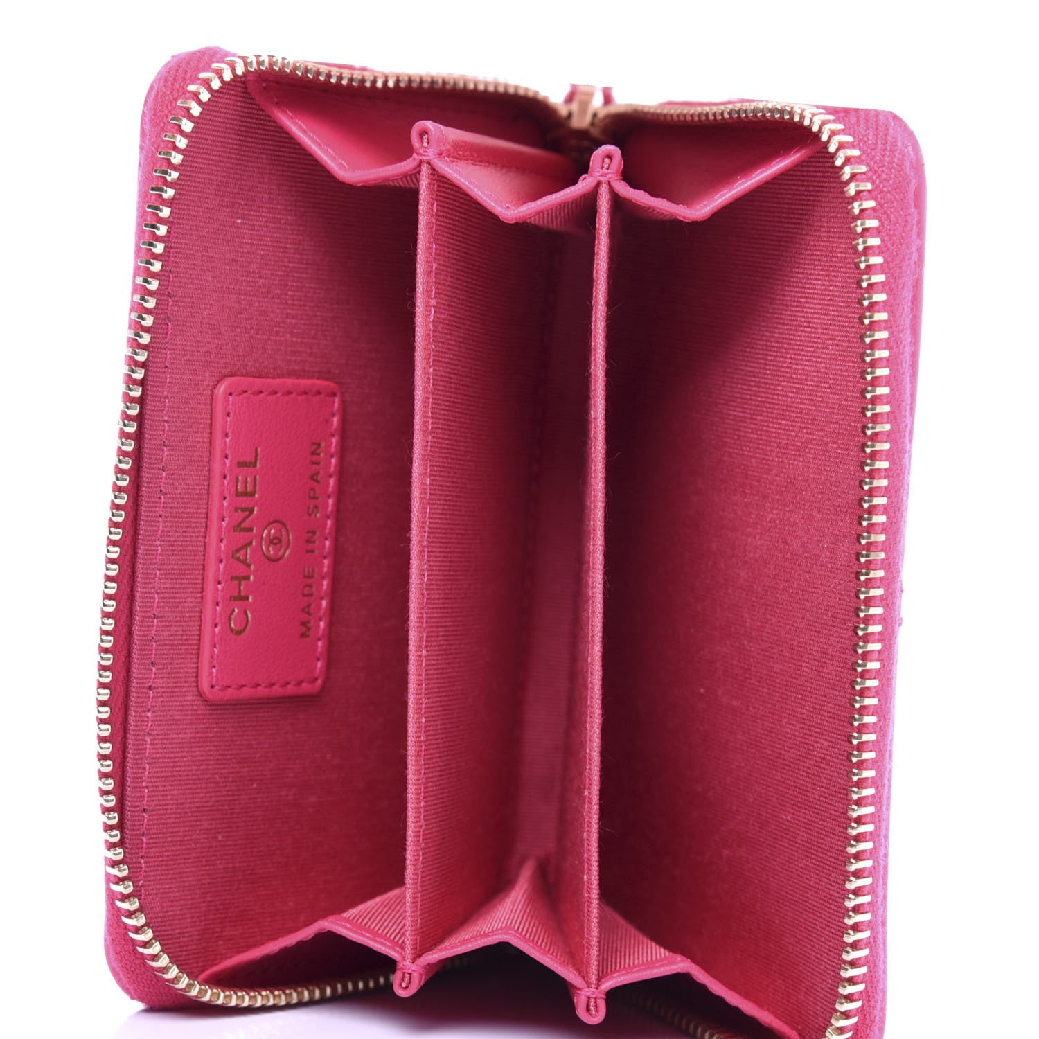 Chanel Shiny Goatskin Quilted 19 Zip Around Coin Purse Wallet Dark Pink 5 of 8