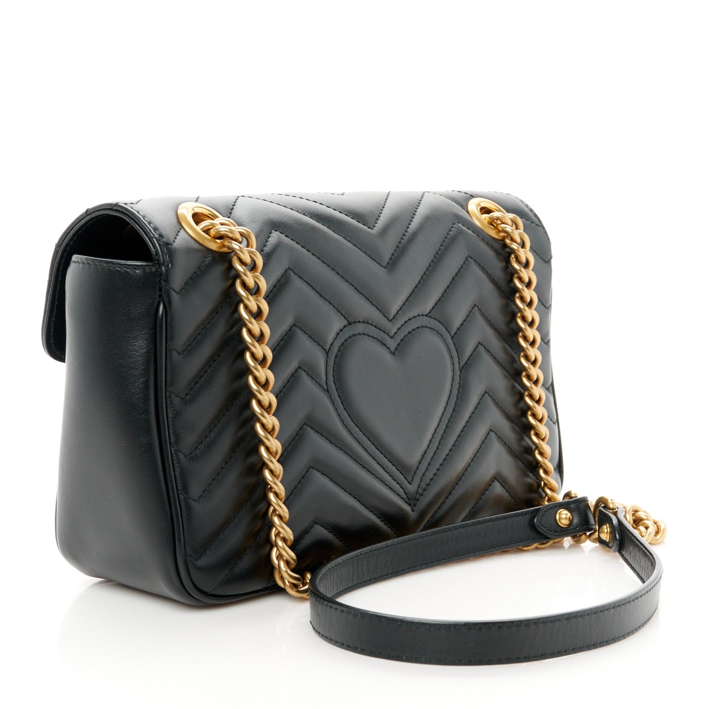 Calfskin Matelasse Small GG Marmont Shoulder Bag Black