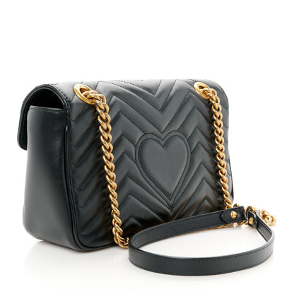 Gucci Calfskin Matelasse Small GG Marmont Shoulder Bag Black 3 of 13