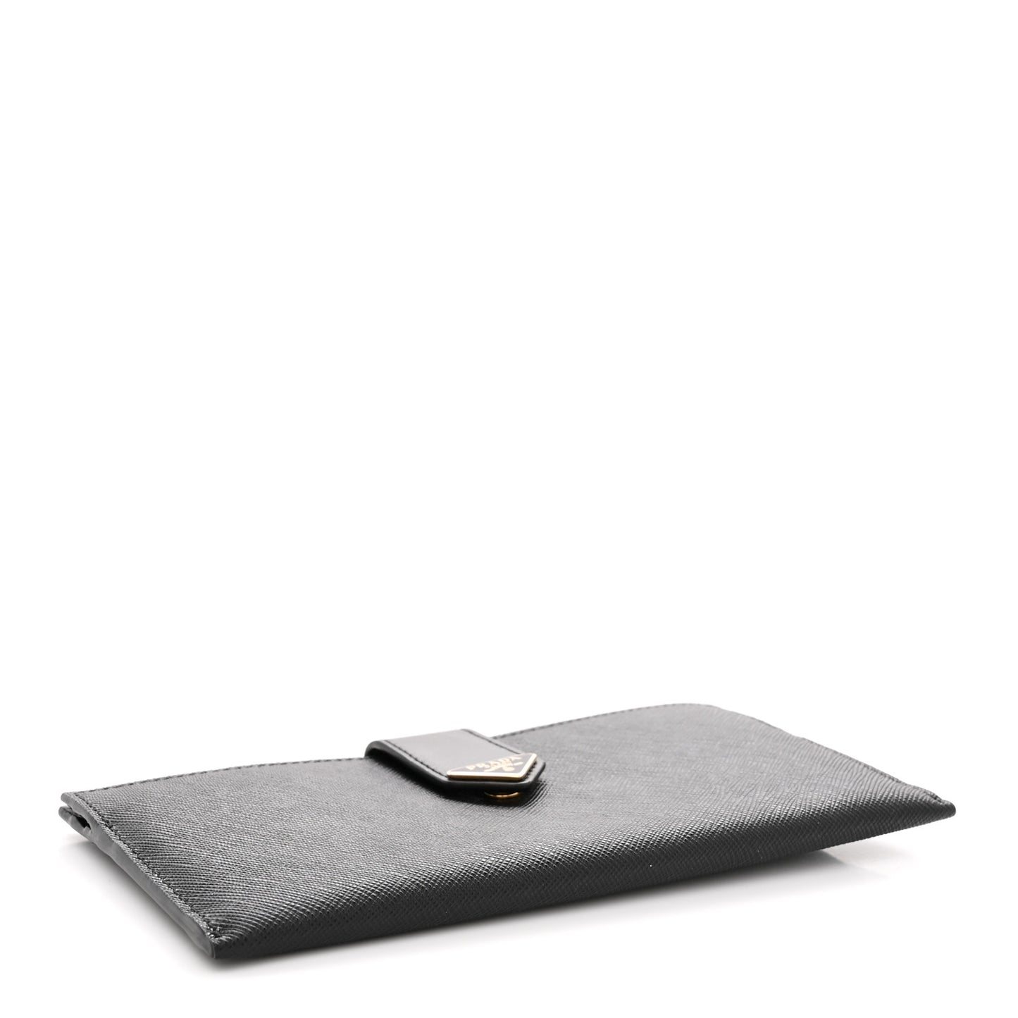 Saffiano Calfskin Large Triangle Continental Wallet Black