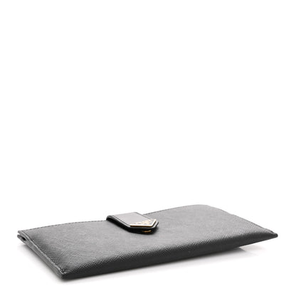 Prada Saffiano Calfskin Large Triangle Continental Wallet Black 4 of 6