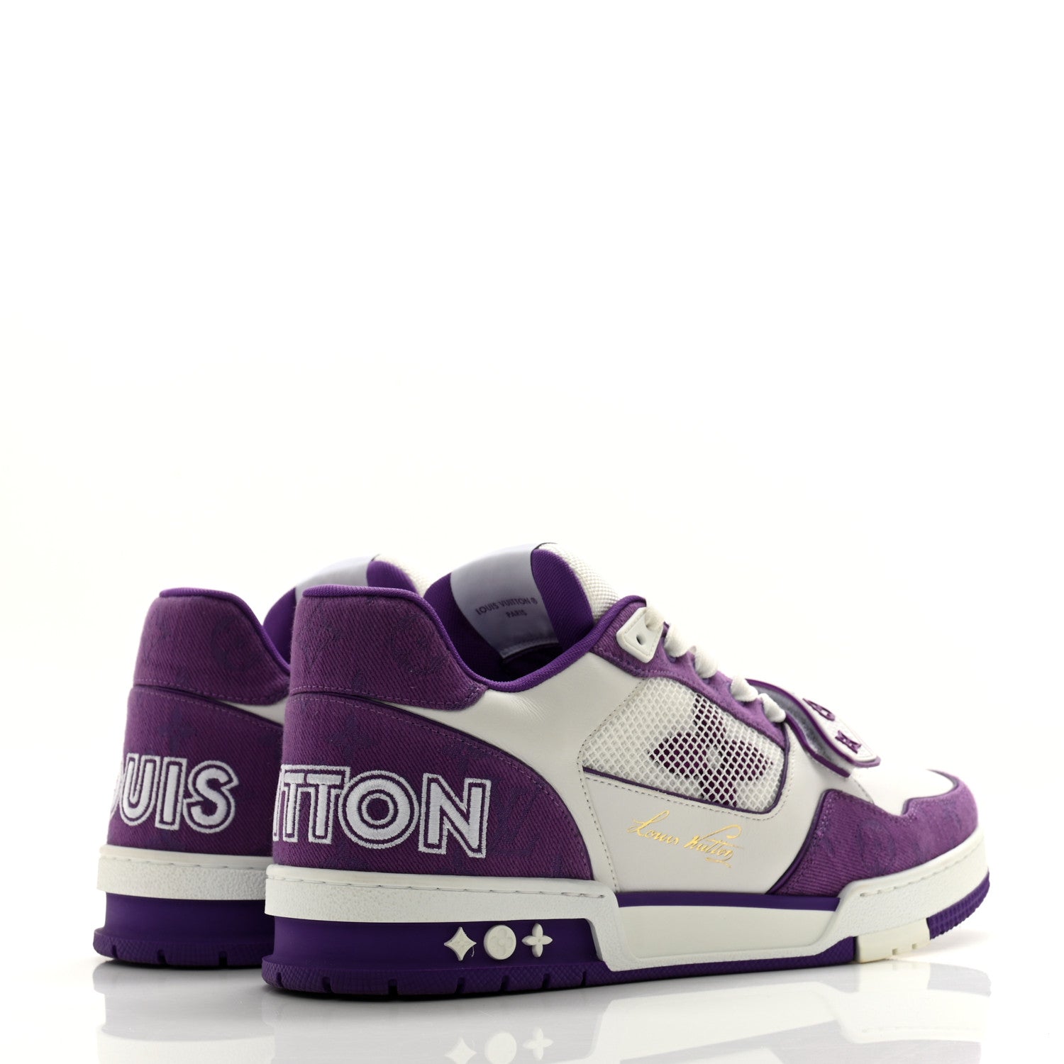 Louis Vuitton Calfskin Monogram Denim Mens LV Trainer Sneakers 9.5 Purple 4 of 10