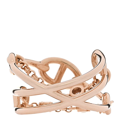 Hermes 18K Rose Gold Diamond MM Chaine d'Ancre Chaos Ring 54 7 3 of 4