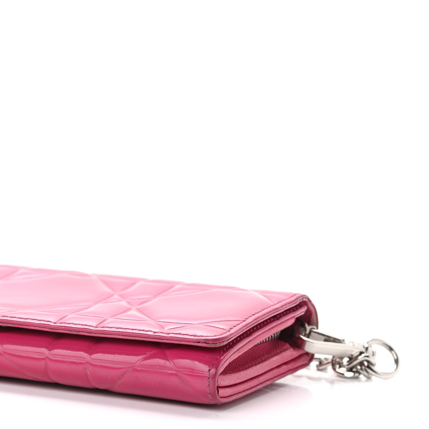 Patent Cannage Lady Dior Rendezvous Wallet On Chain Fuchsia