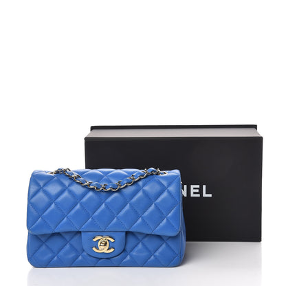 Chanel Lambskin Quilted Mini Rectangular Flap Blue 14 of 14