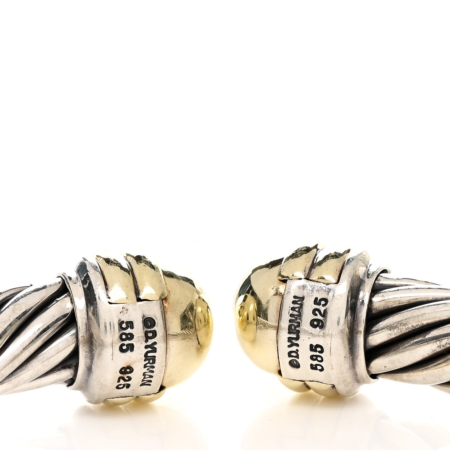 Sterling Silver 14K Yellow Gold 10mm Cable Classics Bracelet
