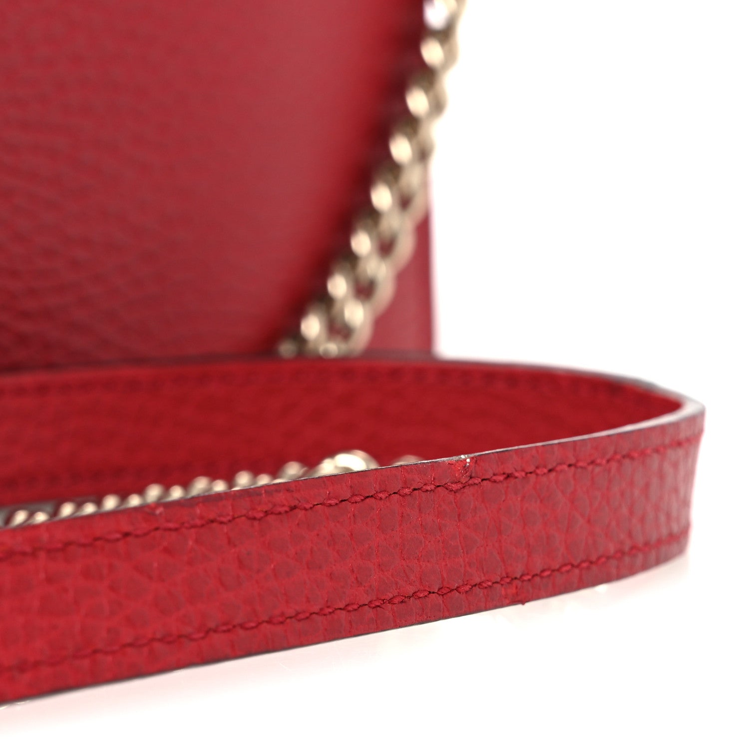 Gucci Dollar Calfskin Interlocking G Chain Wallet Red 15 of 15