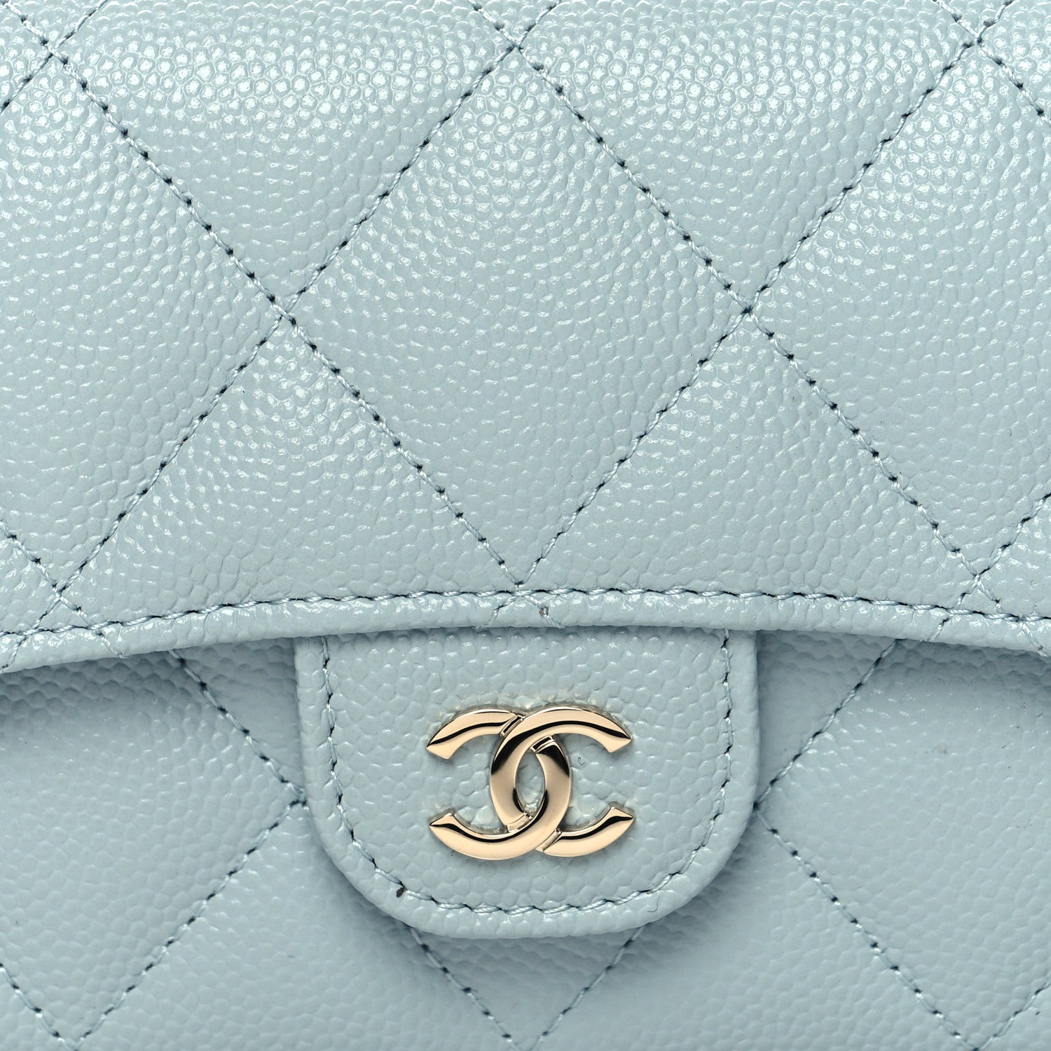 Chanel Caviar Quilted Medium Gusset Flap Wallet Light Blue 9 of 10