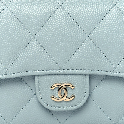 Chanel Caviar Quilted Medium Gusset Flap Wallet Light Blue 9 of 10