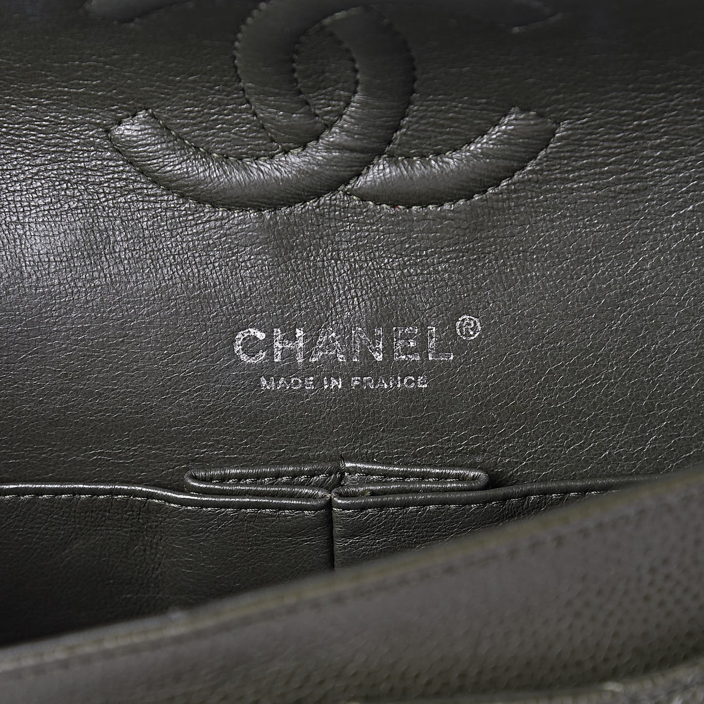 Caviar Quilted Medium Double Flap Dark Green