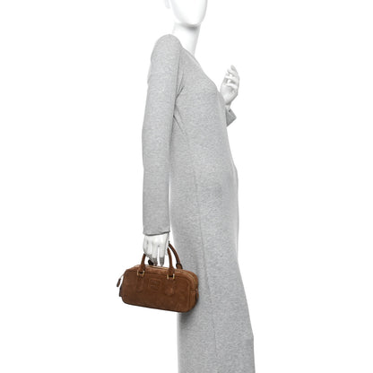 Miu Miu Suede Padded Regular Arcadie Top Handle Bag Cacao 2 of 9