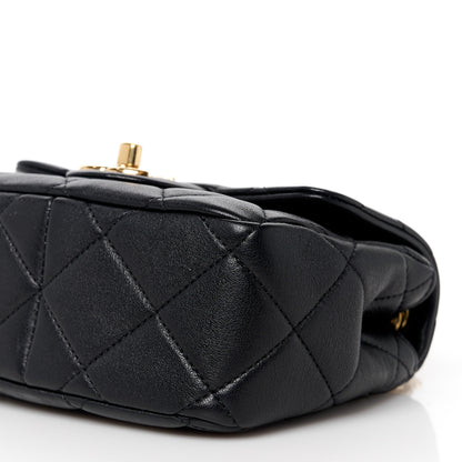 Chanel Lambskin Metal Quilted Mini Top Handle Square Flap Black 11 of 12