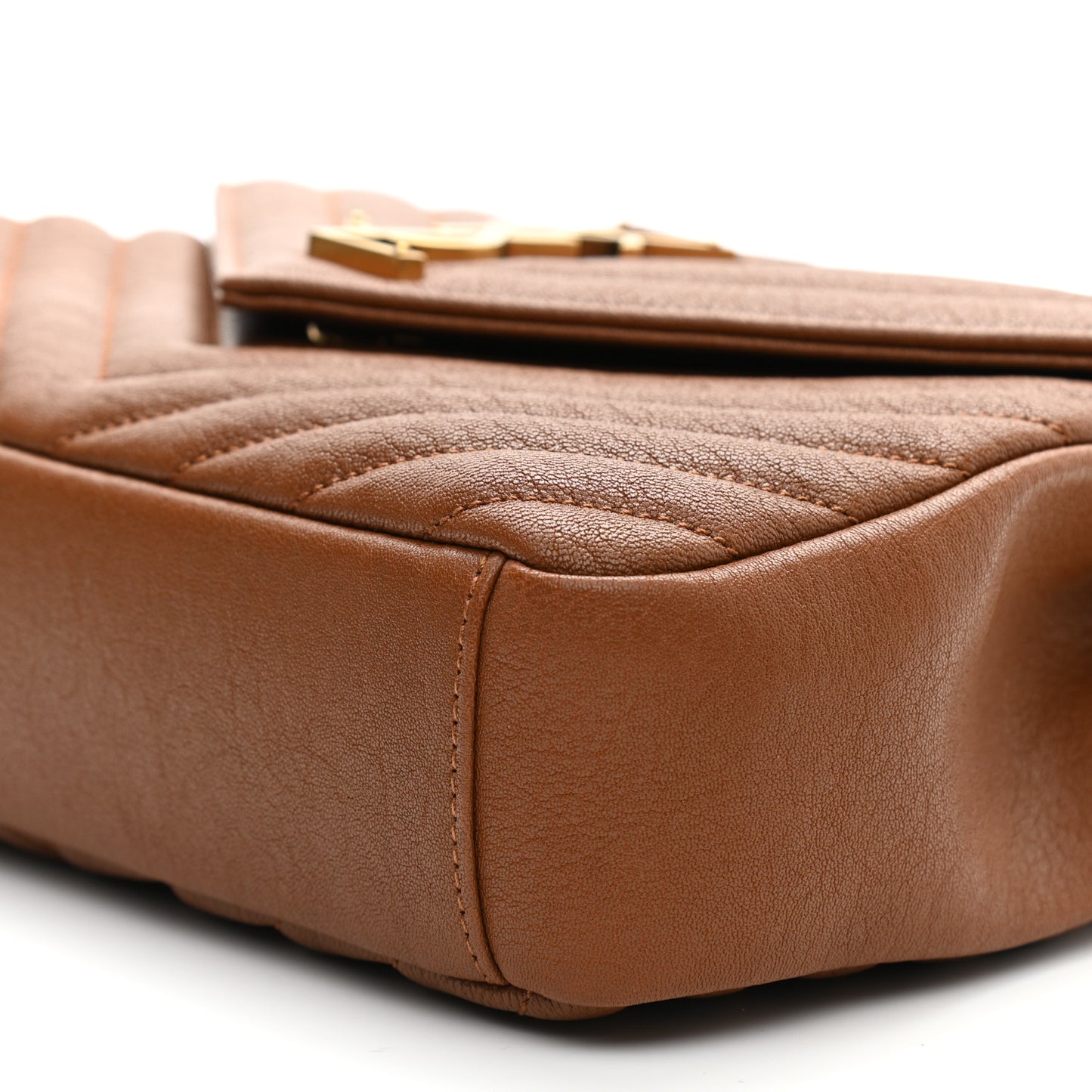 Sheepskin Matelasse Chevron Monogram Medium College Bag Brick