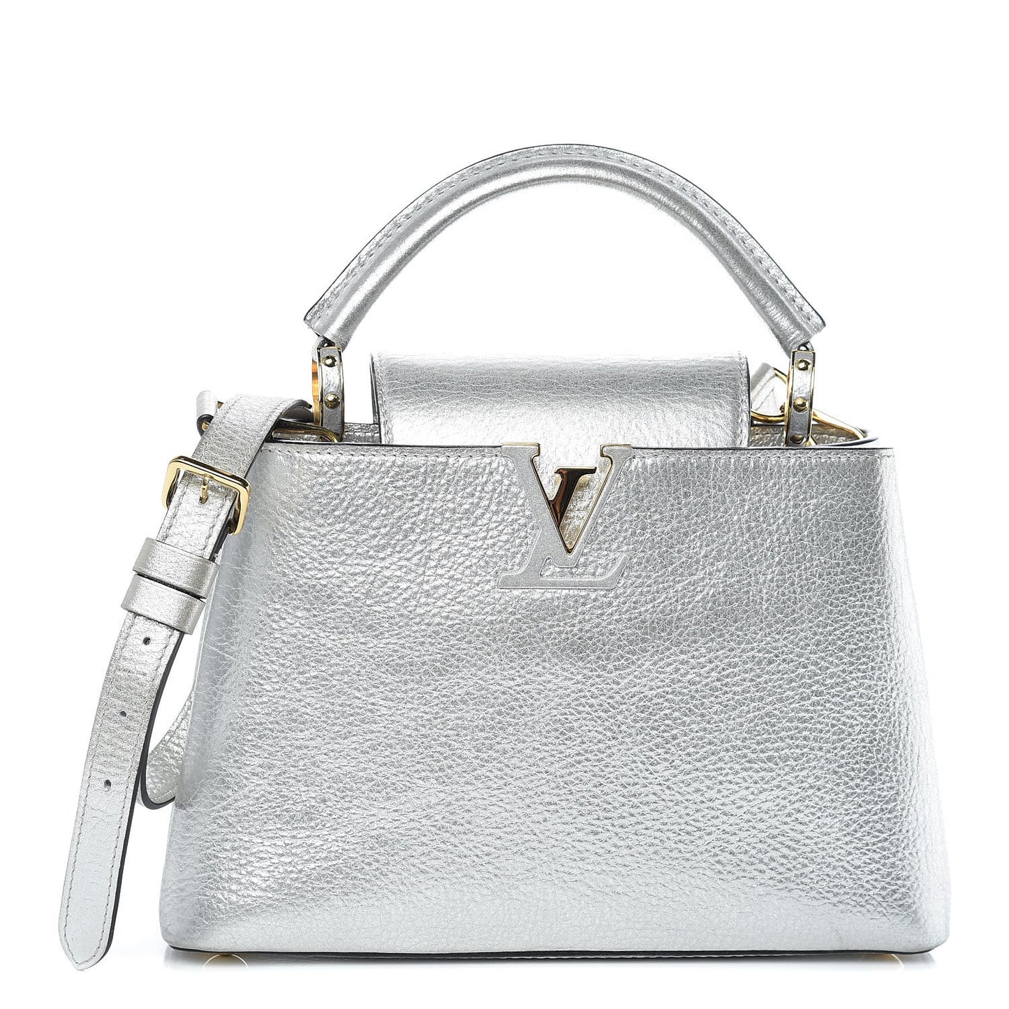 Metallic Taurillon Capucines BB Silver