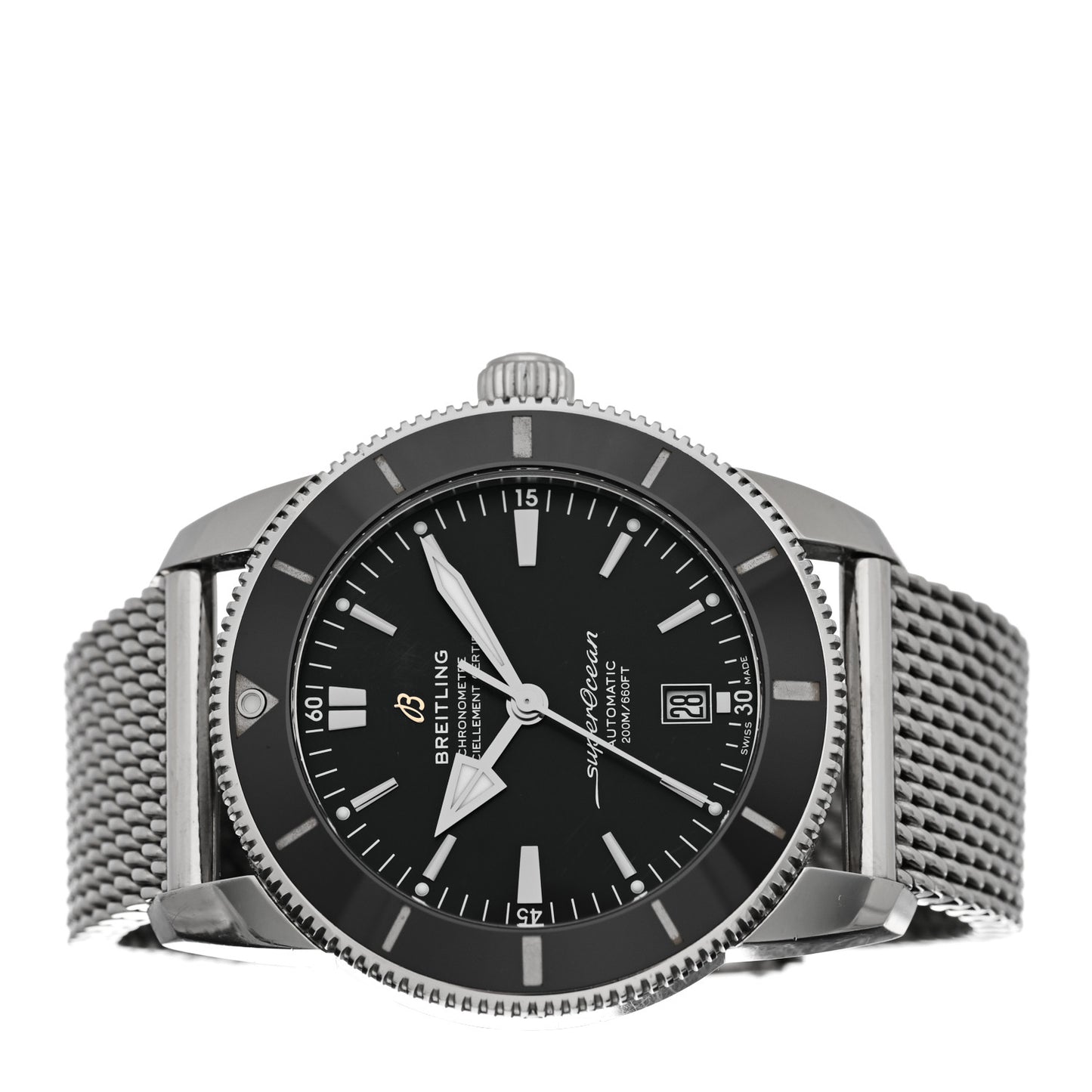 Stainless Steel 44mm Superocean Heritage II B20 Automatic Watch Black AB2020121B1A1