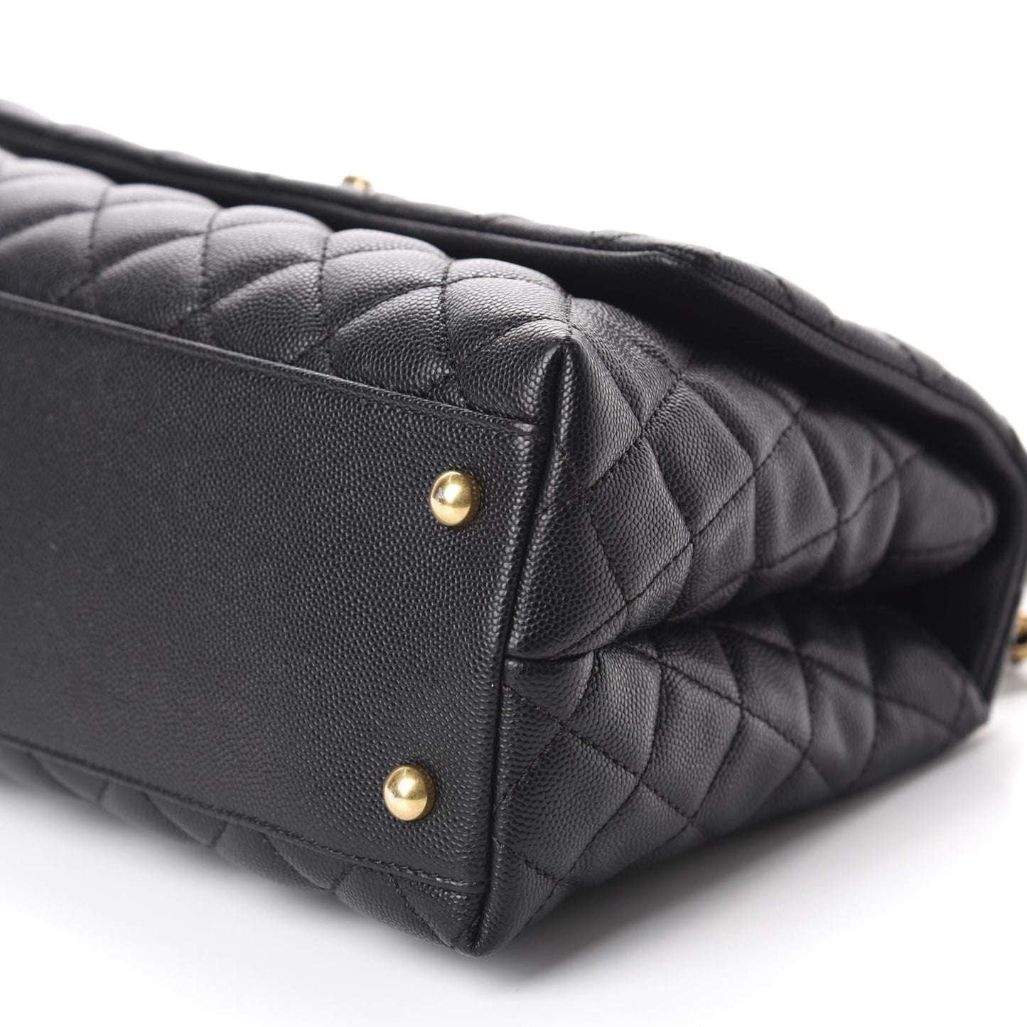 Caviar Quilted Small Coco Handle Flap Black