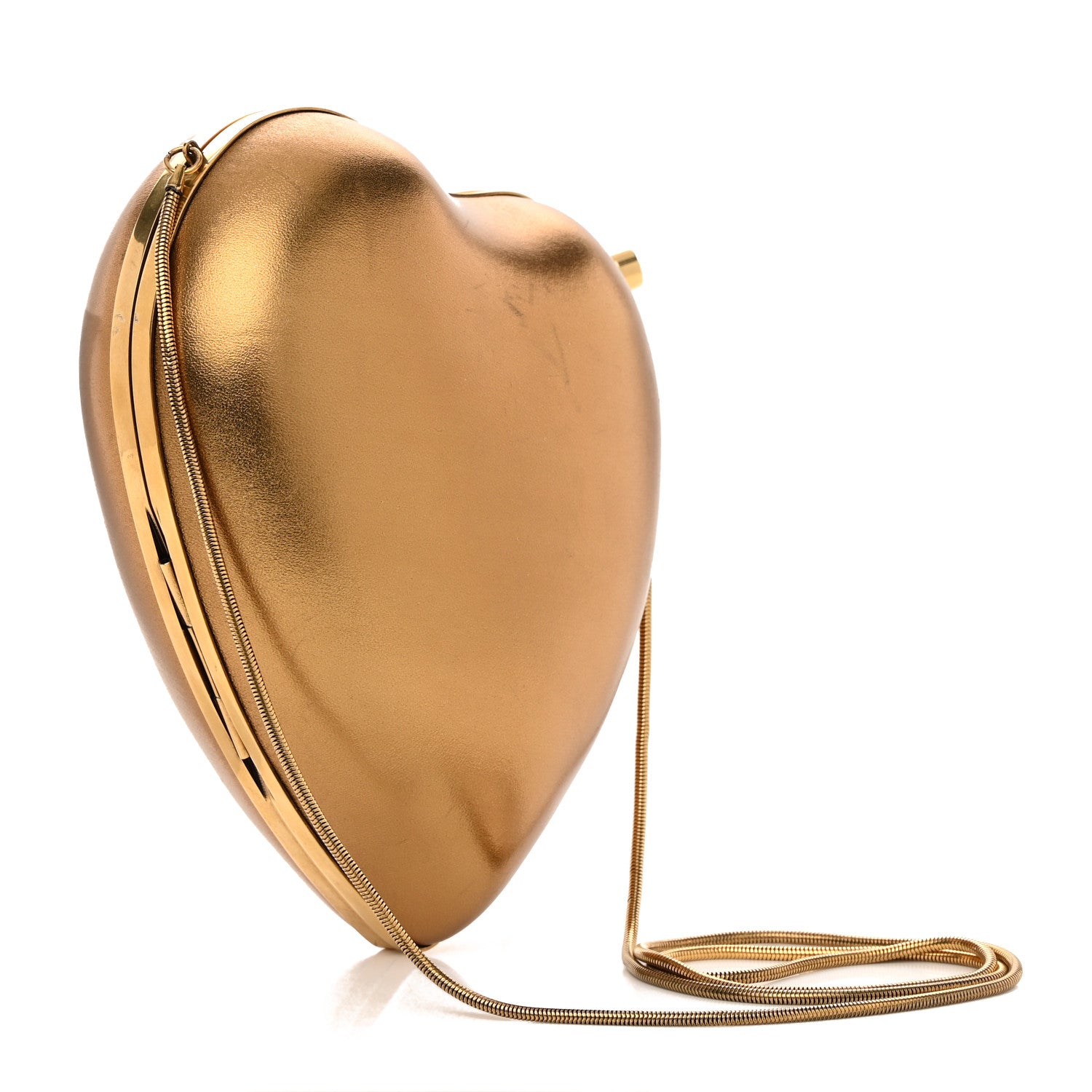 Saint Laurent Smooth Calfskin Heart Monogram Love Box Crossbody Gold 3 of 14
