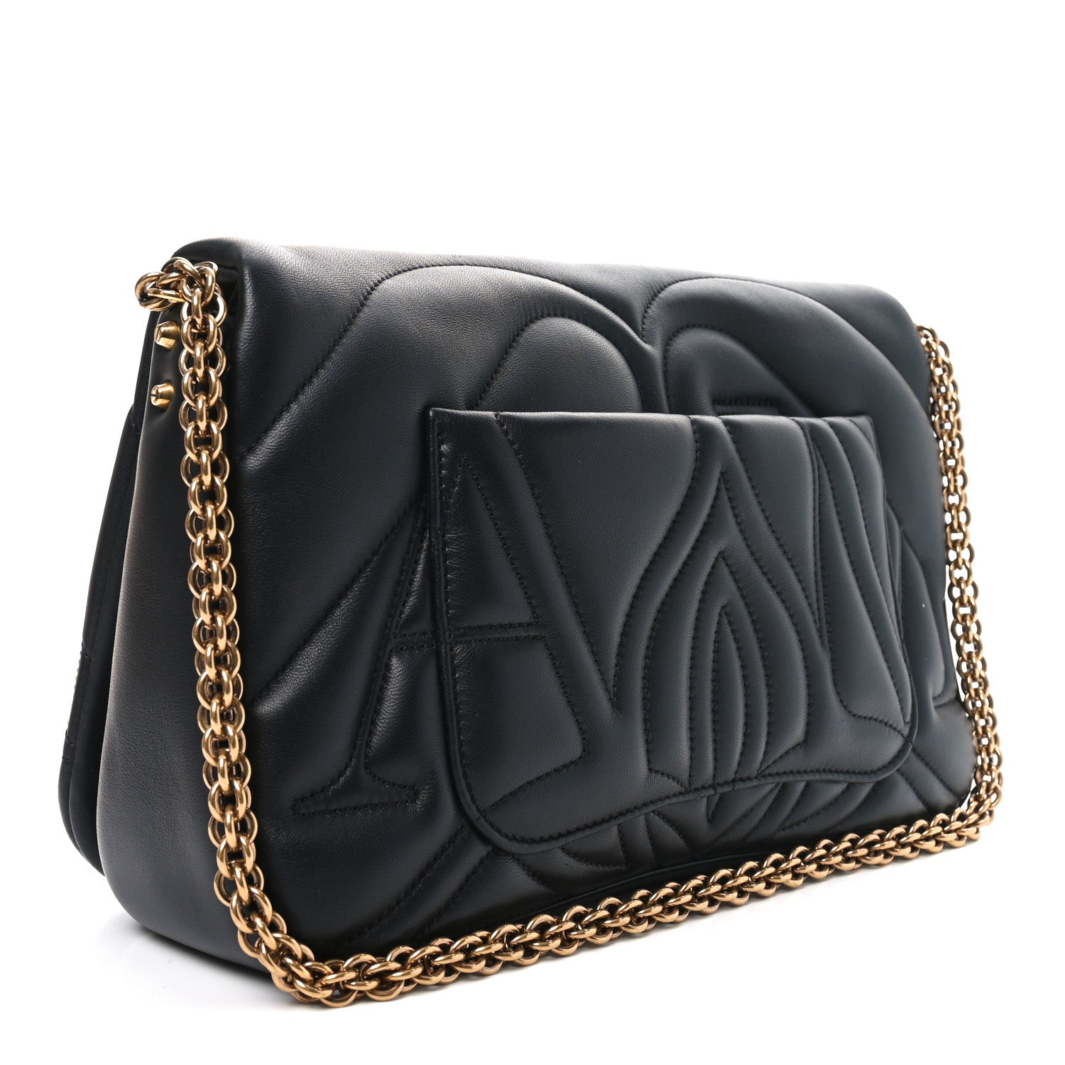Alexander McQueen Calfskin Quilted The Seal Chain Shoulder Bag Black 3 of 9