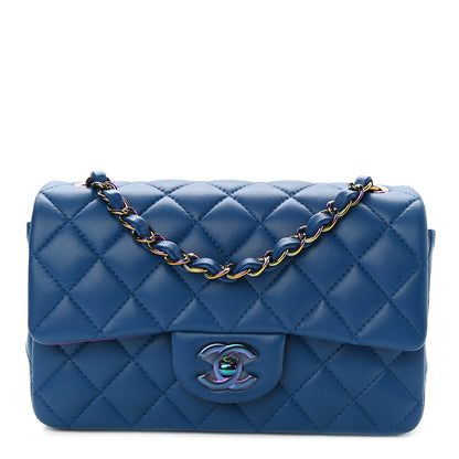 Chanel Lambskin Quilted Mini Rectangular Flap Blue Purple 1 of 9