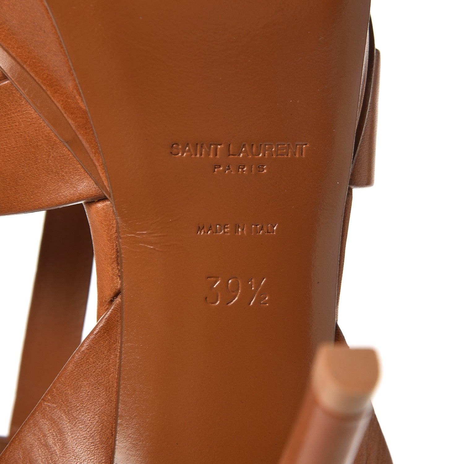 Saint Laurent Calfskin Tribute 75 Platform Sandals 39.5 Tobacco 7 of 9