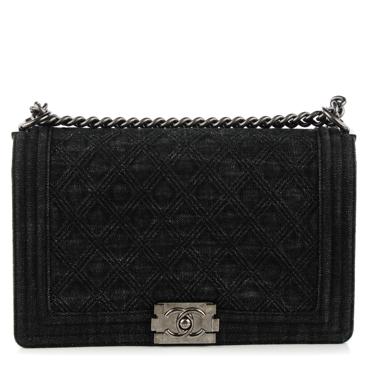 Chanel Denim Quilted New Medium Boy Flap Black 1 of 9