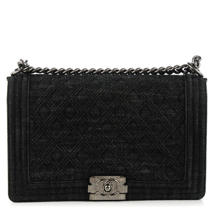 Chanel Denim Quilted New Medium Boy Flap Black 1 of 9