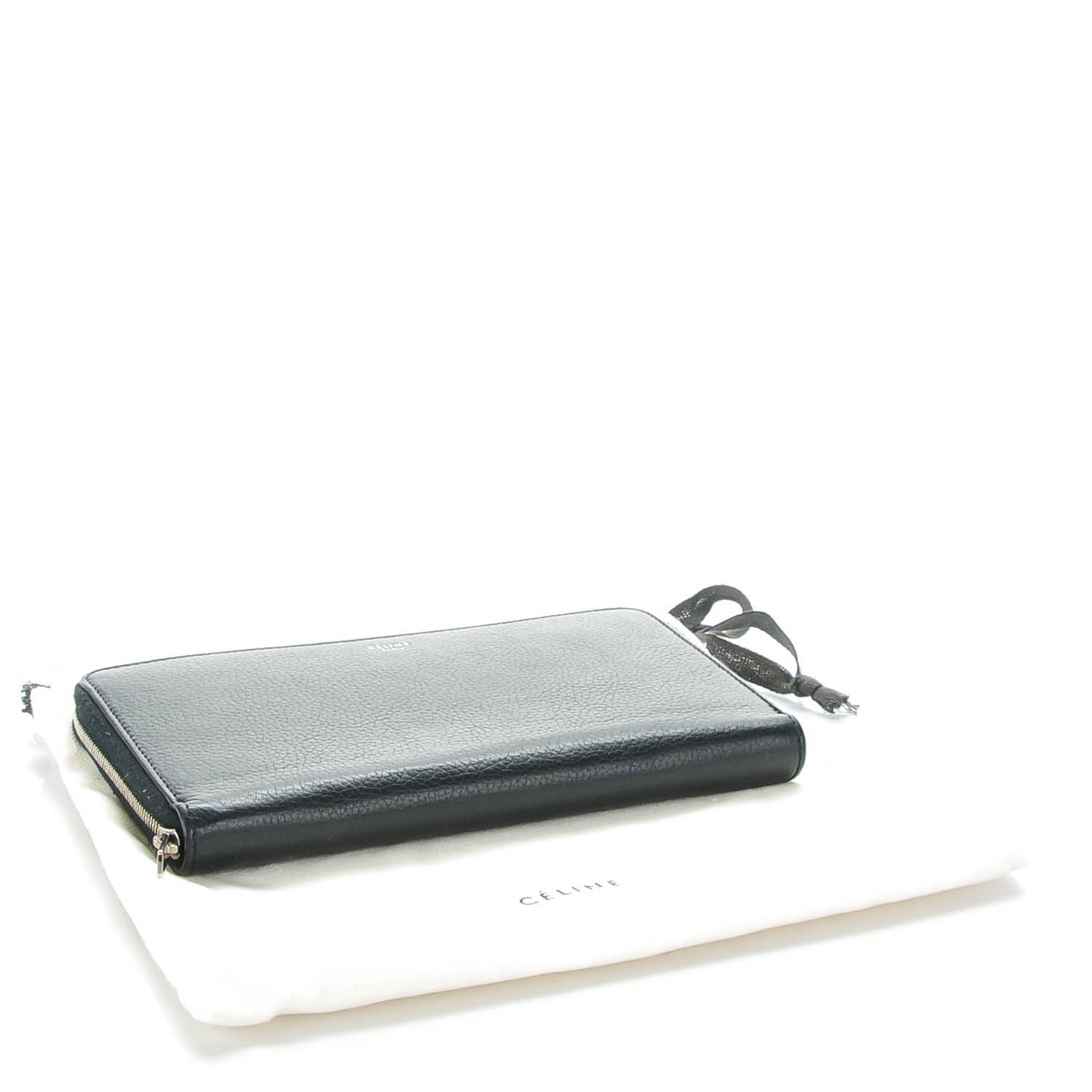 Calfskin Large Zip Around Multifunction Wallet Black Citron